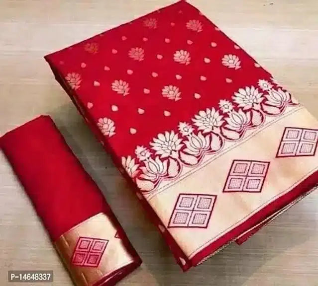 Women's Red Jacquard Printed Saree (6.3 m)