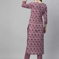 Floral Printed Women Cotton Women Kurta With Pant (2 Psc Set)