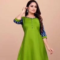 YOVA STYLE Women Solid Cotton Rayon Anarkali Kurta (Light Green)