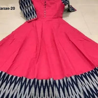 Women Solid Cotton Gown (Red)