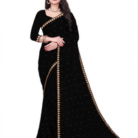 Women's Trending Glamour Black Saree