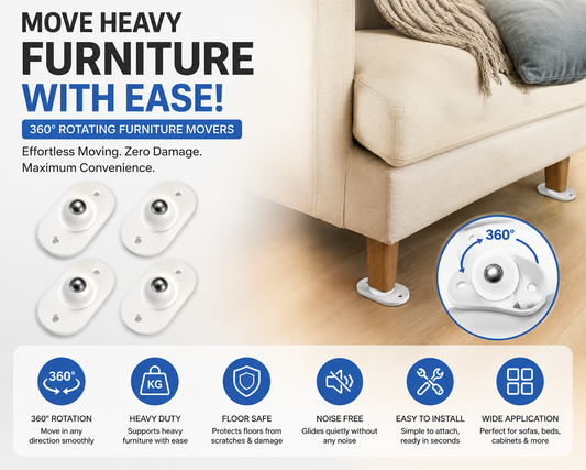 Self Adhesive Mini Swivel Casters Wheels 4 Pc (Pack of 1)