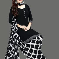 Women’s Black & White Crepe Printed Unstitched Dress Material