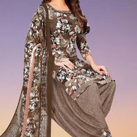 Crepe Printed Unstitched Dress Material for Women (Beige, 2 m)