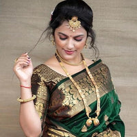 Women's Green Banarasi Silk Woven Design Saree (6.3 m)