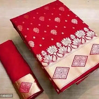 Women's Red Jacquard Printed Saree (6.3 m)