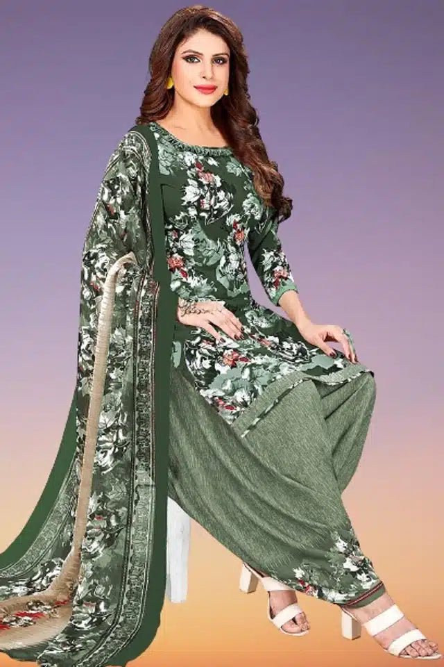 Crepe Printed Unstitched Dress Material for Women (Beige, 2 m)